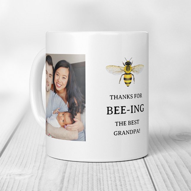 Der beste Opa | Einfache Niedliche Bienen und Foto Kaffeetasse (Von Creator hochgeladen)