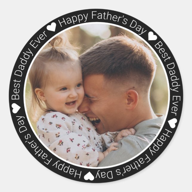 Der beste Papa aller Zeiten, Foto des glücklichen  Runder Aufkleber (Vorderseite)
