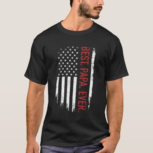 Der beste Papa aller Zeiten mit amerikanischer Fah T-Shirt (Vorderseite)