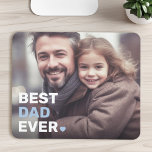 Der beste Papa der je Foto Herzen Väter Tag Mousepad<br><div class="desc">Mousepad mit dem Foto und dem Text "Bester Papa je" als weißes und hellblaues Overlay in der unteren links Ecke.</div>