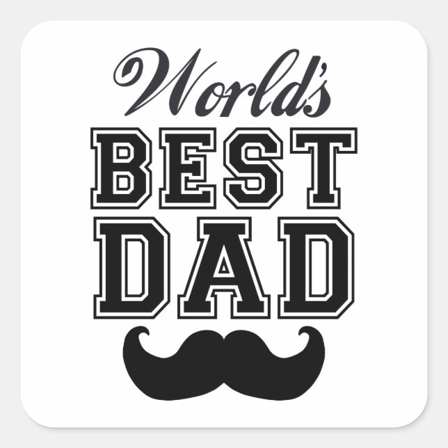 Der beste Papa der Welt mit Schnurrbart Quadratischer Aufkleber (Vorderseite)