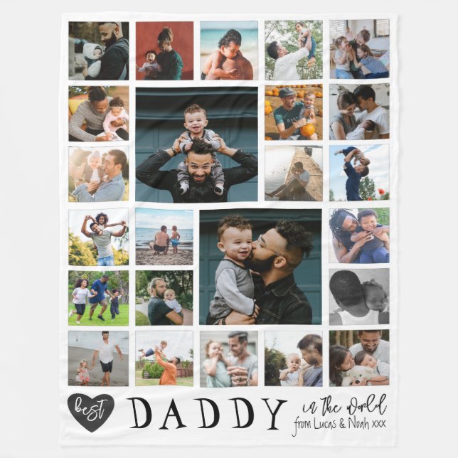 Der beste Papa der Welt - Modernes 24-Foto Fleecedecke (Vorderseite)