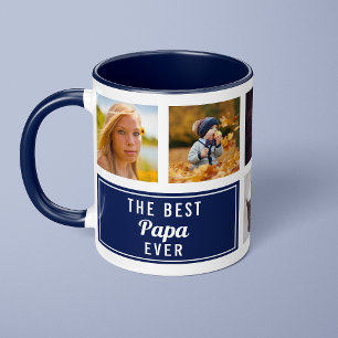 Der beste Papa ever Navy Blau Collage Benutzerfoto Tasse