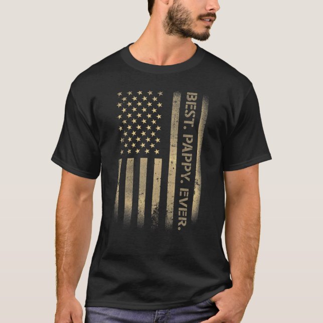 Der beste Pappy je American Usa Grunge Flag Vater T-Shirt (Vorderseite)