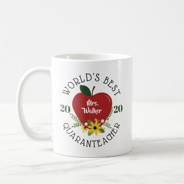 Der beste Quaranlehrer der Welt, Red Apple Floral Kaffeetasse (Links)