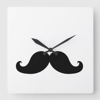 DER BESTE SCHWARZE SCHNURRBART QUADRATISCHE WANDUHR