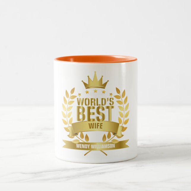 Der beste Spaß für die Ehefrau der Welt Zweifarbige Tasse (Mittel)