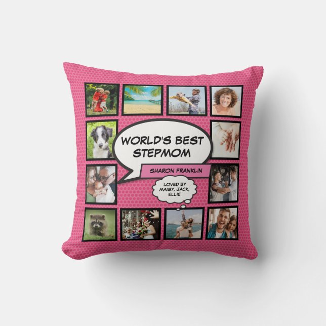 Der beste Stepmuth 12 Foto Spaß pink Kissen (Vorderseite)