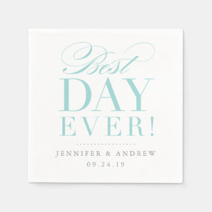Der beste Tag je Hochzeit Napkin Aqua Serviette