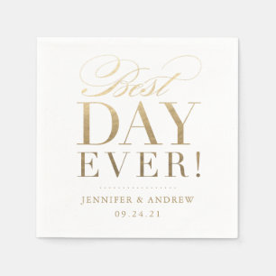 Der beste Tag je Hochzeit Napkin Gold Serviette