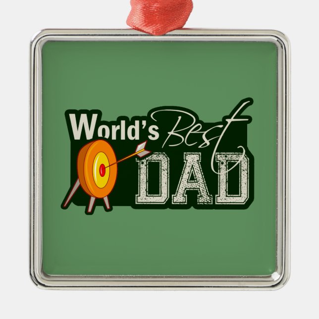 Der beste Vater der Welt; Bogenschießen Silbernes Ornament (Vorne)