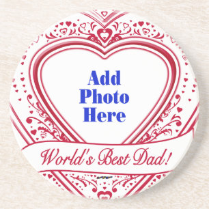 Der beste Vater der Welt! Foto Red Hearts Untersetzer