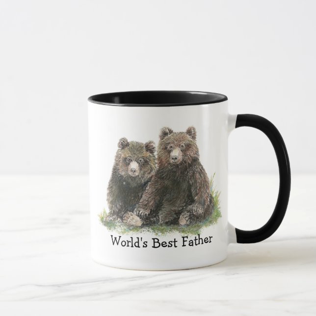 Der beste Vater der Welt, Niedliche Aquarellbären Tasse (Rechts)