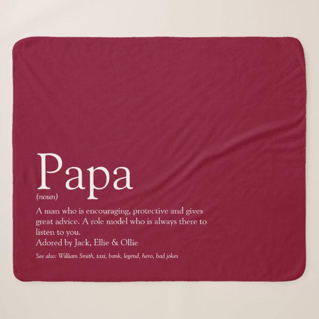 Der beste Vater der Welt Papa Father definiert Bur Sherpadecke (Vorderseite (Horizontal))