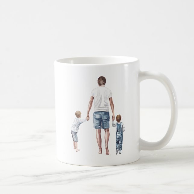 Der beste Vater der Welt und 2 Söhne Walking Water Kaffeetasse (Rechts)
