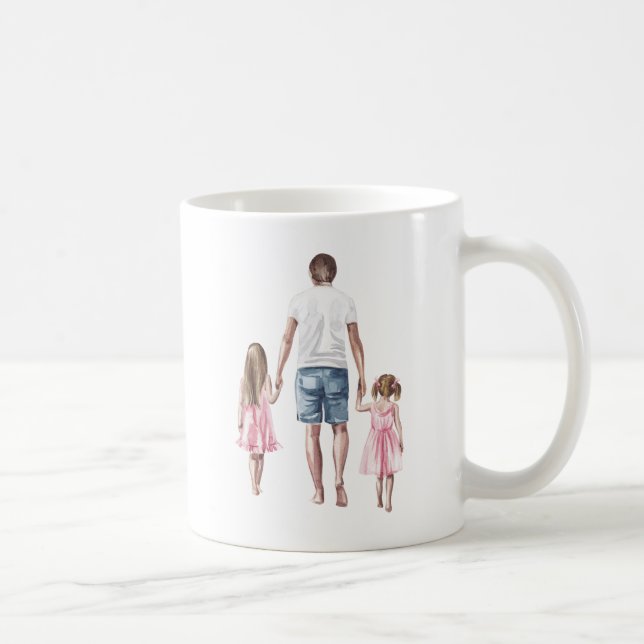Der beste Vater der Welt und 2 Töchter Hand in Han Kaffeetasse (Rechts)