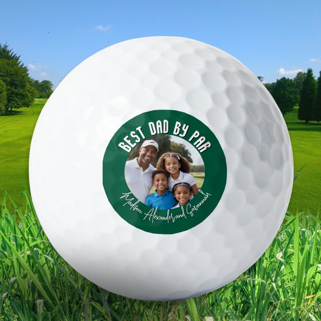 Der beste Vater des Vaters nach Par Custom Foto &  Golfball (A golf ball for the 'Best Dad By Par', with custom photo and names)