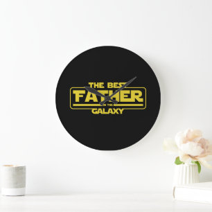 Der beste Vater in der Galaxy Väter Tag Geschenk Große Wanduhr