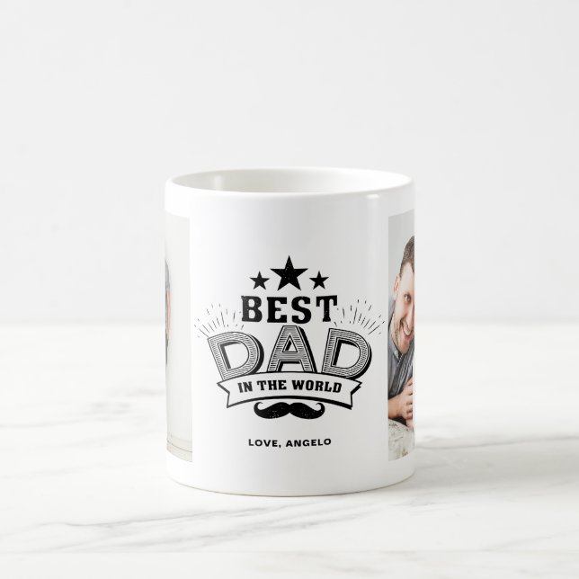 Der beste Vater in der Welt Zwei-Bilder-Collage-Ta Kaffeetasse (Mittel)