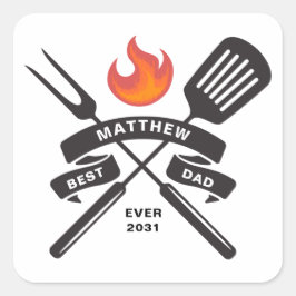Der beste Vater je Vatertag Individuelle Name Quadratischer Aufkleber