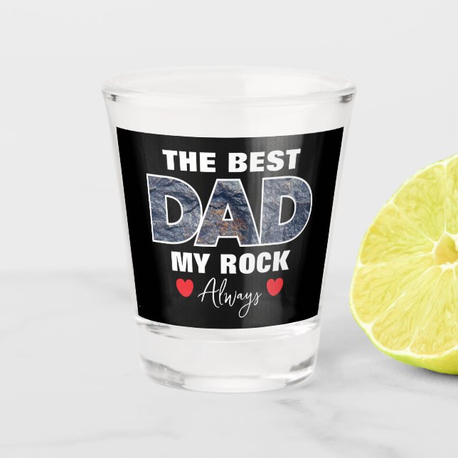 "Der beste Vater meiner Rock-Liebe immer" Grafik Schnapsglas (Vorderseite)