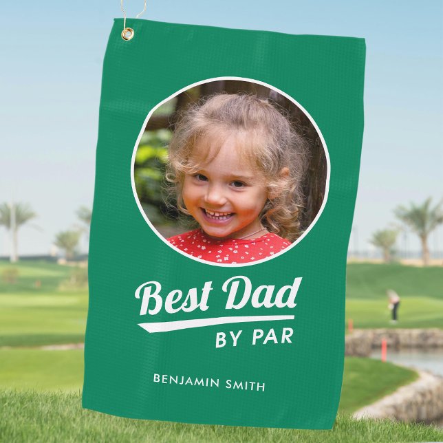 Der beste Vater nach Par Custom Kid's Foto Name gr Golfhandtuch (Von Creator hochgeladen)