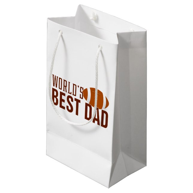 Der beste Vater Typografie Football der Welt | Ges Kleine Geschenktüte (Vorderseite Schrägansicht)