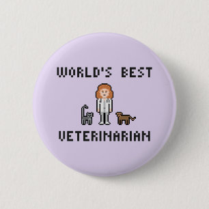Der beste weibliche tierärztliche Knopf der Button