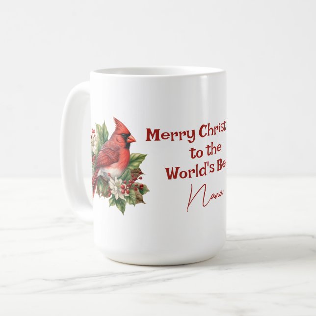 Der beste Weihnachtsrot-Kardinal der Welt in Nana Kaffeetasse (Vorderseite Links)