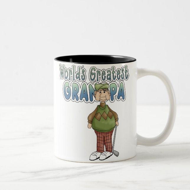 Der bestste Großvater der Golf spielenden Welt Zweifarbige Tasse (Rechts)