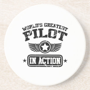 Der bestste Pilot der Welt in der Aktion Sandstein Untersetzer