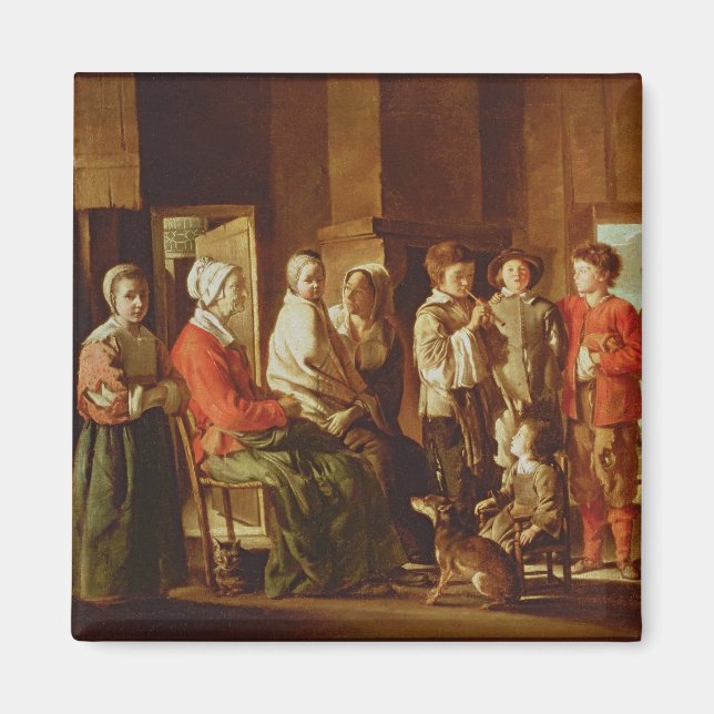 Der Besuch der Großmutter (Öl auf Leinwand) Magnet (Vorne)