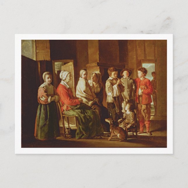 Der Besuch der Großmutter (Öl auf Leinwand) Postkarte (Vorderseite)