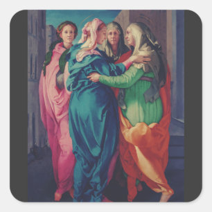 Der Besuch von Pontormo Manierist Fine Art Quadratischer Aufkleber