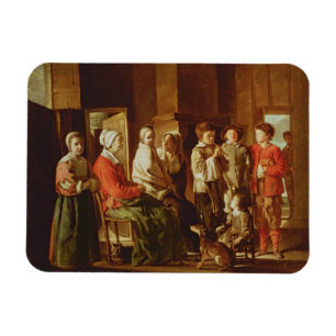 Der Besuch zur Großmutter (Öl auf Leinwand) Magnet