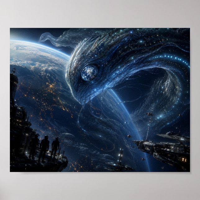 Der Besucher oberhalb der Erde Poster (Vorne)