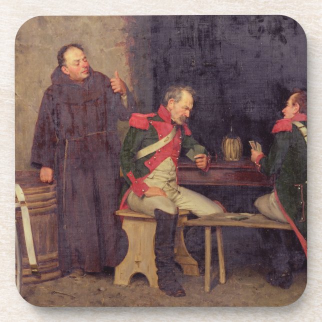 Der Betrüger (Öl auf Leinwand) (eins von Paaren - Getränkeuntersetzer (Vorderseite)