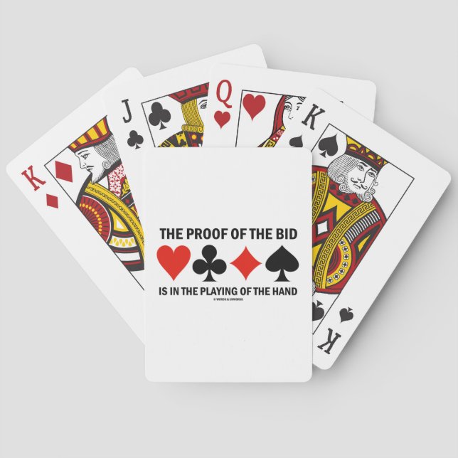Der Beweis für das Gebot liegt in der Hand Spielkarten (Rückseite)