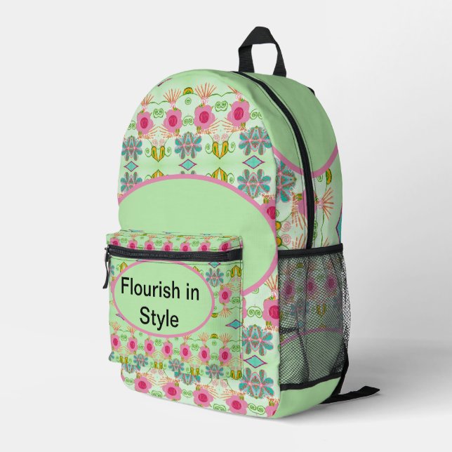 Der bezaubernde eklektische Garten: Diverse Blumen Bedruckter Rucksack (Rückseitige Ecke Rechts)