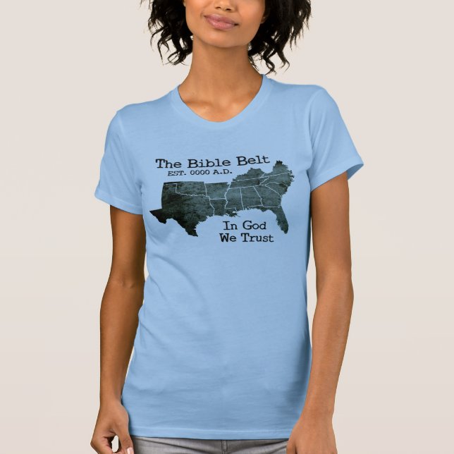 Der Bibel-Gurt im Gott vertrauen wir christlichem T-Shirt (Vorderseite)