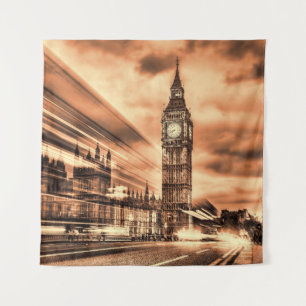 Der Big Ben im Retro-Stil in London Wandteppich