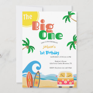 Der Big One Beach Surf am 1. Geburtstag Einladung