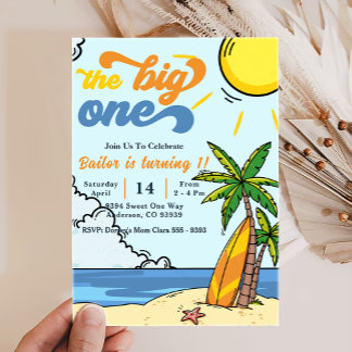 Der Big One Surf Beach zum 1. Geburtstag Einladung