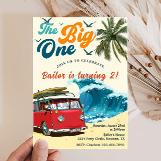 Der Big One Surf Beach zum 1. Geburtstag Einladung