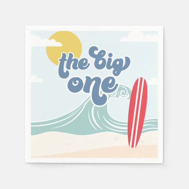 Der Big One Surf Beach zum 1. Geburtstag Serviette (Vorderseite)
