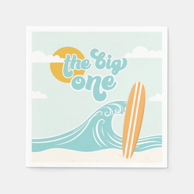 Der Big One Surf Beach zum 1. Geburtstag Serviette (Vorderseite)
