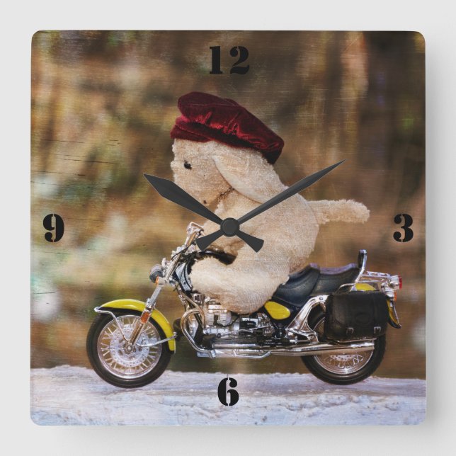 Der Biker Quadratische Wanduhr (Vorderseite)