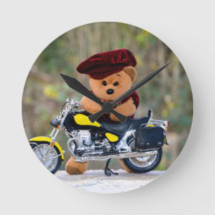 Der Biker - Teddy - Runde Wanduhr