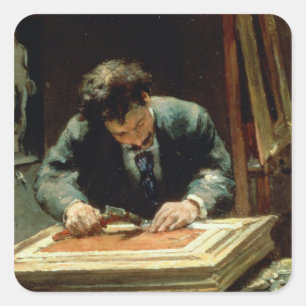 Der Bilderrahmen von 1878 Quadratischer Aufkleber