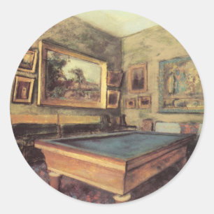 Der Billardraum bei Menil Hubert von Edgar Degas Runder Aufkleber
